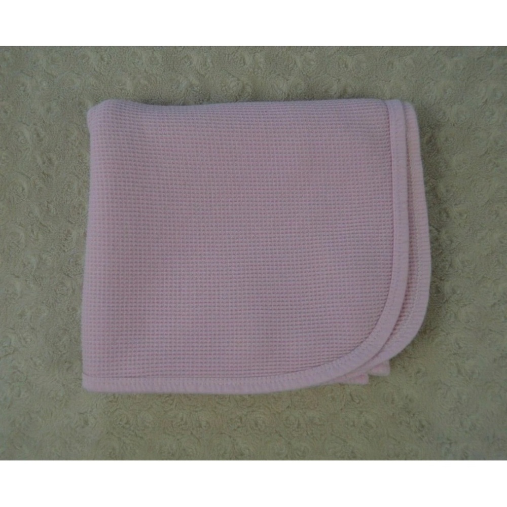 Luvable Friends Solid Pink Thermal Baby Blanket Waffle Weave Security Lovey